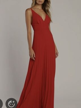 LULU'S PLEATED BOTTOM OPEN BACK LINED FLOWY RED MAXI EUC SIZE MED